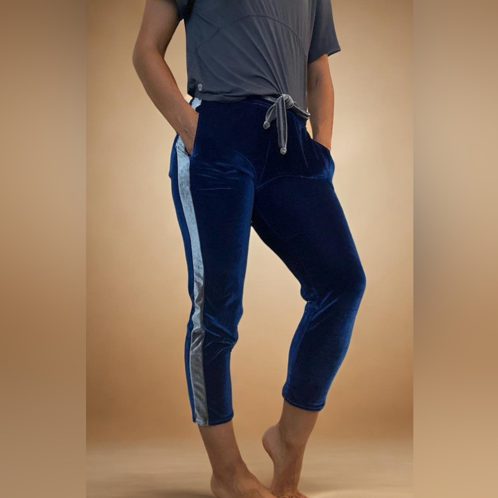 Suede Royal Blue Drawstring Sweatpants